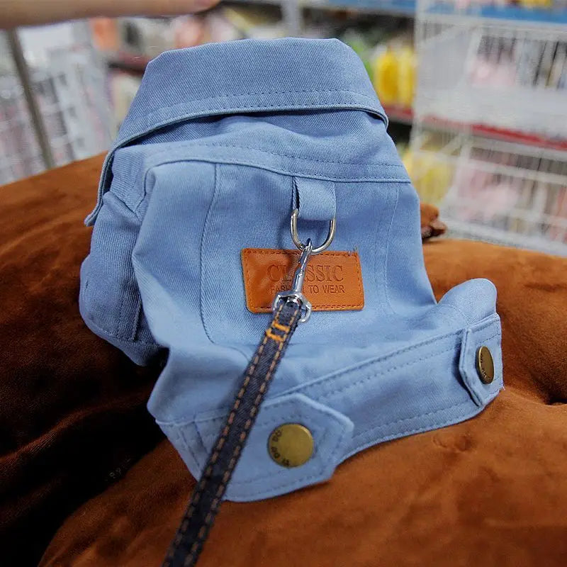 Spring Dog Suit Outfits Denim Coat Clothes for Small Medium Dogs with