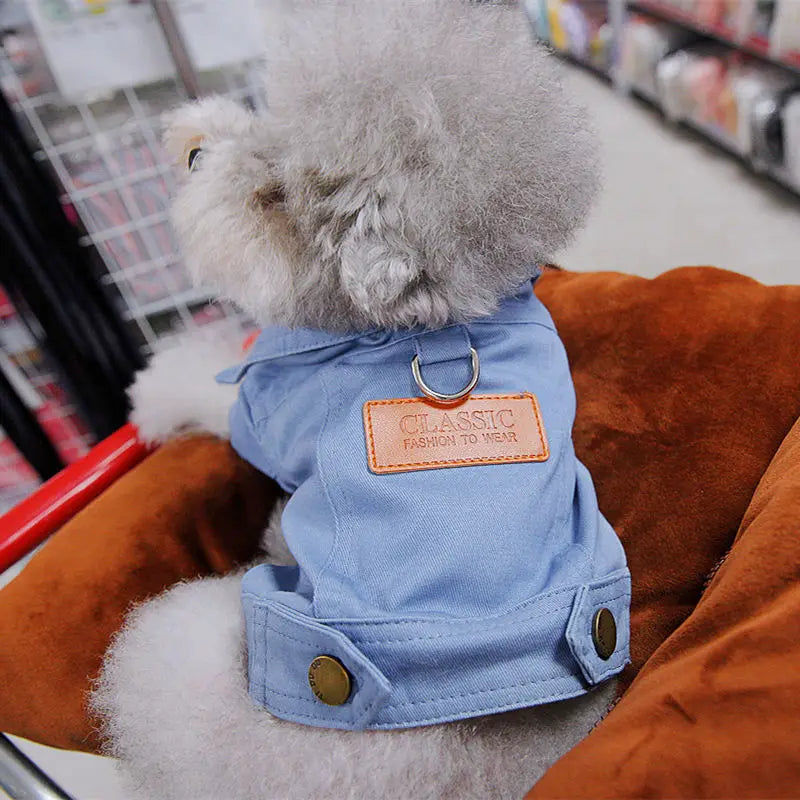 Spring Dog Suit Outfits Denim Coat Clothes for Small Medium Dogs  with